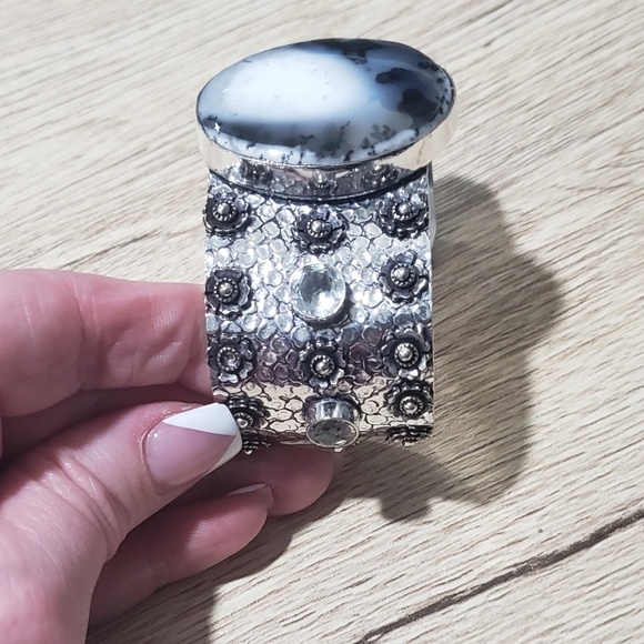 Opal bracelet, dendritic opal, 925 silver, cuff opal bracelet - Picture 12 of 13